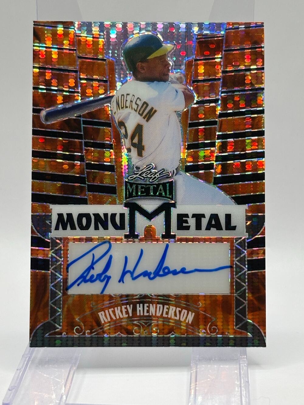 2024 Leaf Metal Rickey Henderson Monumental Mojo Flame Auto 1/1 SSP Athletics
